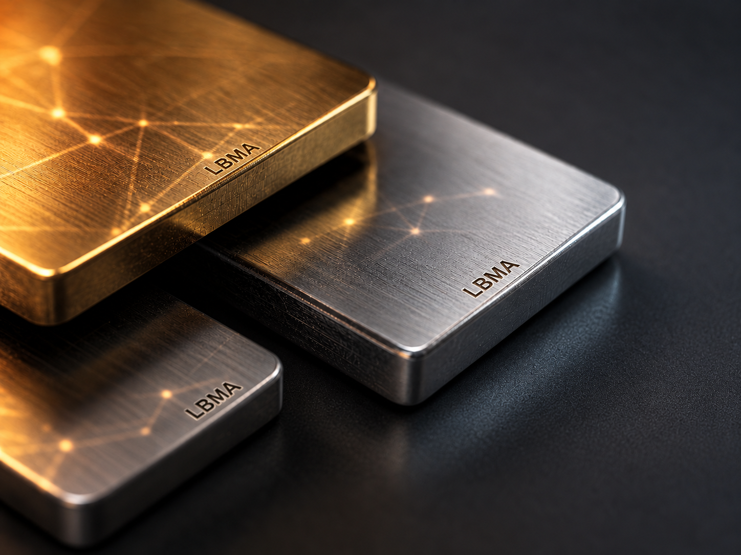 Finanzielle Selbstbestimmung mit Klarheit Abstrakte Premium-Finance-Visualisierung mit Edelmetallakzenten