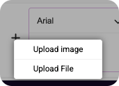Attachment menu with options to upload an image or file in a conversation editor.