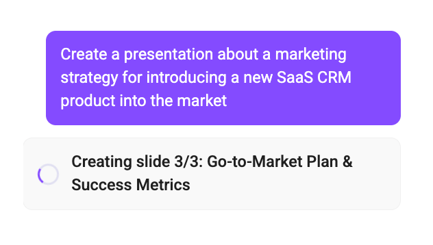 AI prompt to create a presentation about a SaaS CRM marketing strategy, with slide 3 of 3 in progress
