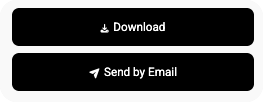 Purchase order actions panel with buttons to download the order or send it by email.