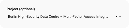 Project selector showing an optional project field with a selected project for the time entry.